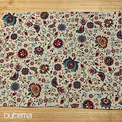 Gobelin tablecloth flowers and bird Jurkovič