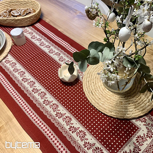 Tapestry tablecloth and shawl SELSKÁ JIZBA red