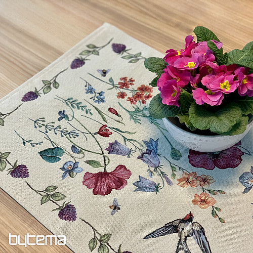 Tapestry tablecloth and scarf MEADOW WITH SWALLOW