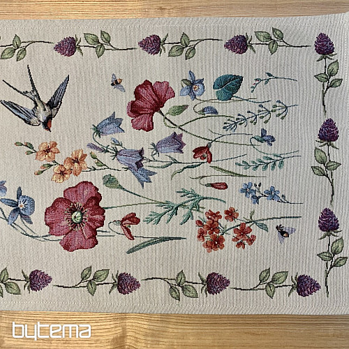 Tapestry tablecloth and scarf MEADOW WITH SWALLOW