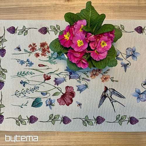 Tapestry tablecloth and scarf MEADOW WITH SWALLOW