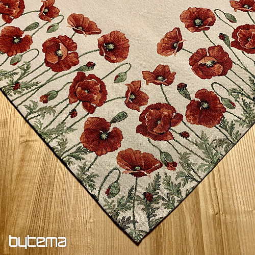 Tapestry tablecloth and scarf POPPIES