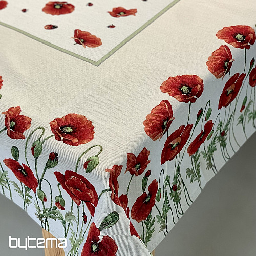 Tapestry tablecloth and scarf POPPIES