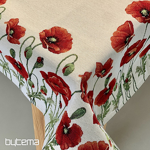 Tapestry tablecloth and scarf POPPIES