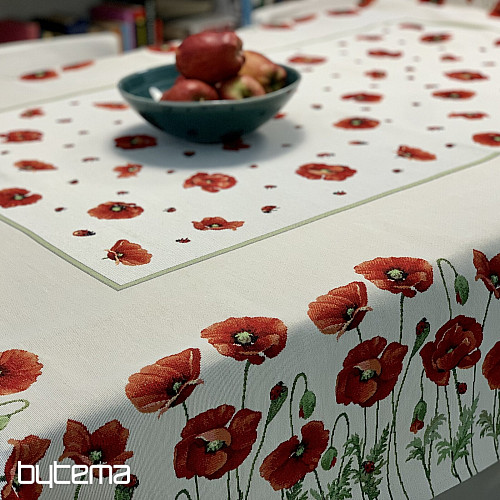 Tapestry tablecloth and scarf POPPIES