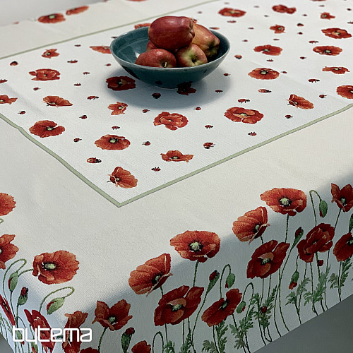 Tapestry tablecloth and scarf POPPIES