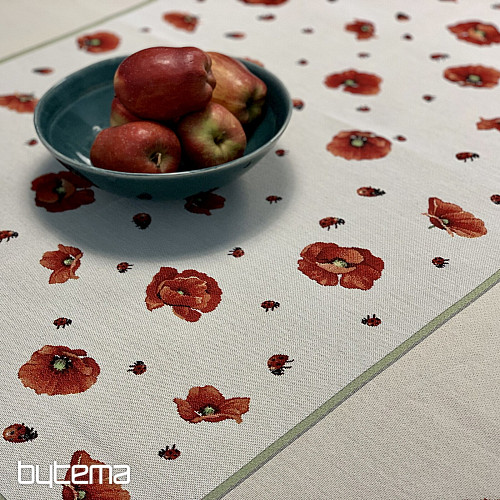 Tapestry tablecloth and scarf POPPIES