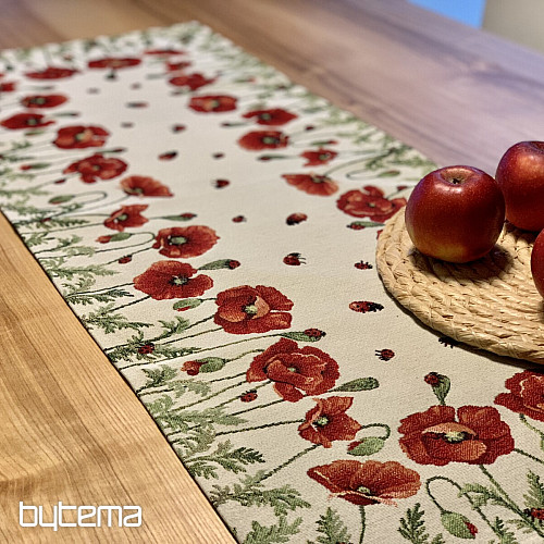Tapestry tablecloth and scarf POPPIES