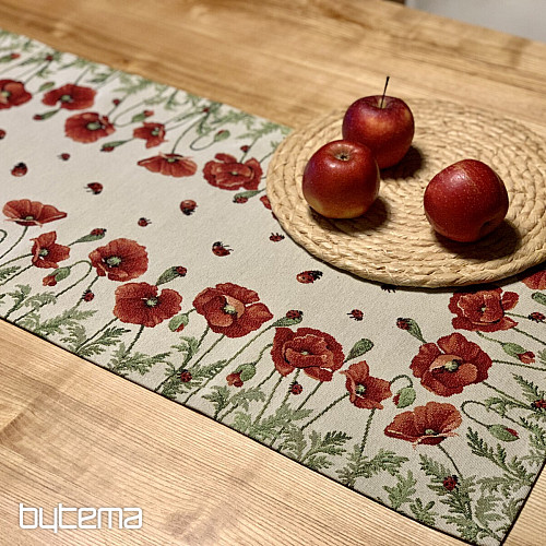 Tapestry tablecloth and scarf POPPIES