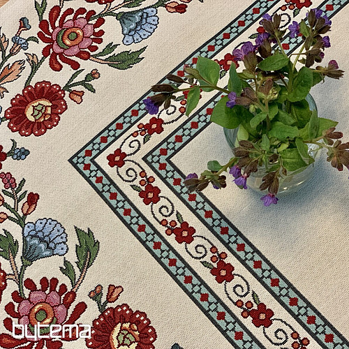 Tapestry tablecloth, scarf PAINTED FLOWERS