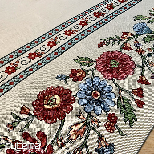 Tapestry tablecloth, scarf PAINTED FLOWERS