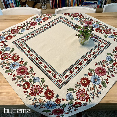 Tapestry tablecloth, scarf PAINTED FLOWERS