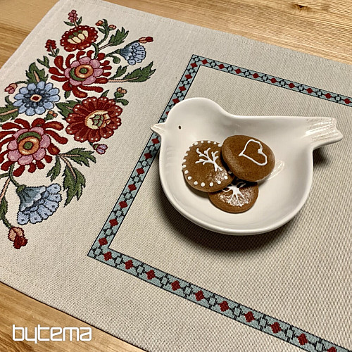 Tapestry tablecloth, scarf PAINTED FLOWERS