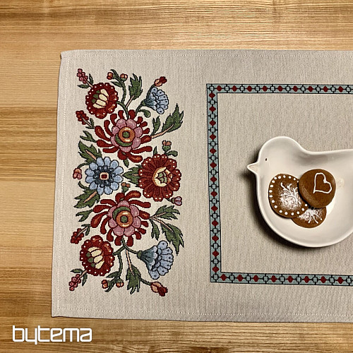 Tapestry tablecloth, scarf PAINTED FLOWERS