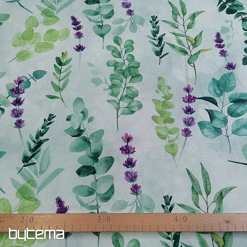 Decorative fabric LEAVES green