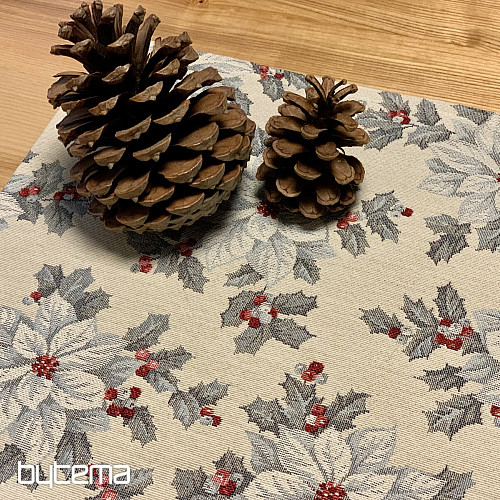 Tapestry tablecloth, scarf CHRISTMAS STAR SILVER