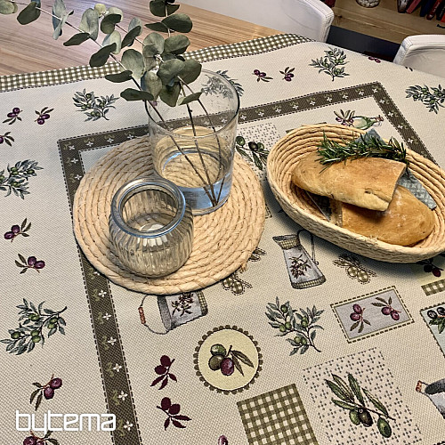 Tapestry tablecloth, OLIVE scarf
