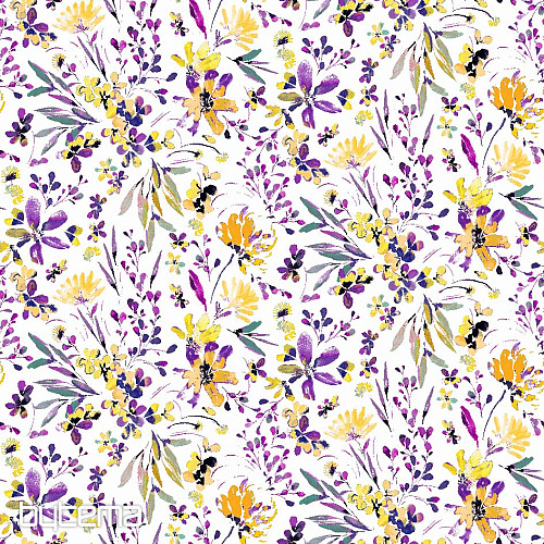 Decorative fabric ALENA lilac flowers