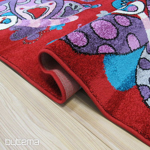 Children's rug BELLA Butterflies red