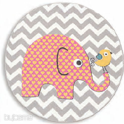 Children's round carpet PASTEL Elephants