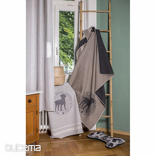 Cotton blanket DF  for dogs BEST FRIEND dark gray