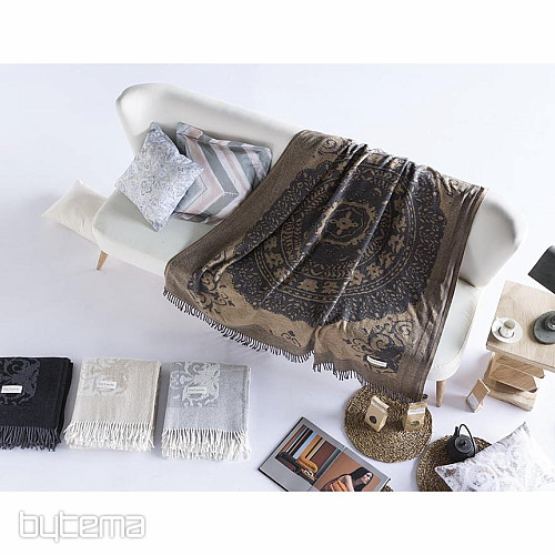 Luxus-Plaid ROSIERS brown-grey