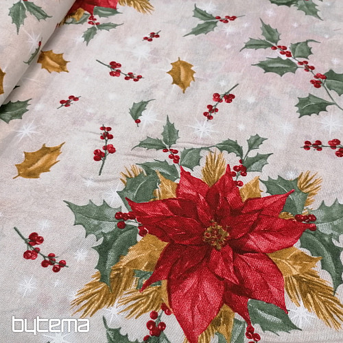Christmas decorative fabric ROSES and HOLIDAY