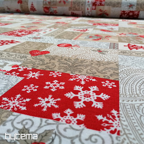Decorative fabric PATCHWORK Christmas beige
