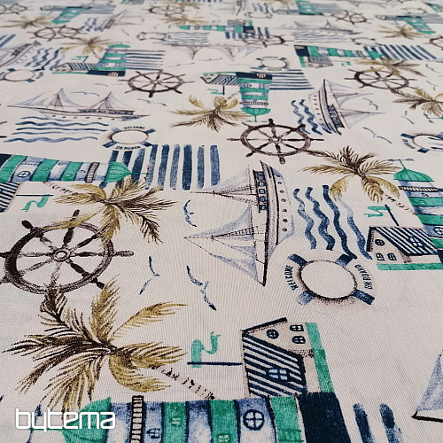 Decorative fabric lighthouse green
