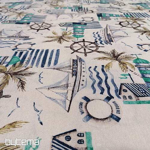 Decorative fabric lighthouse green