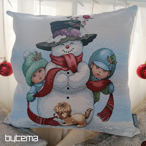Christmas tapestry SNOWMAN WITH CHILDREN