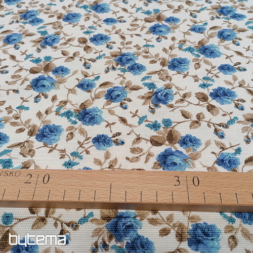 Decorative fabric LAURA - small blue flowers