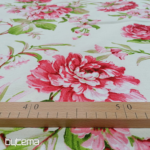 Decorative fabric LAURA - big pink flowers