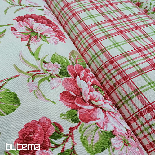Decorative fabric LAURA - big pink flowers