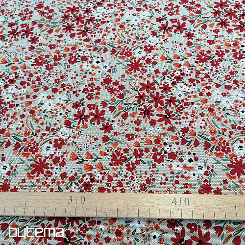 Decorative fabric LIBERTY rouge flowers