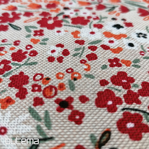 Decorative fabric LIBERTY rouge flowers