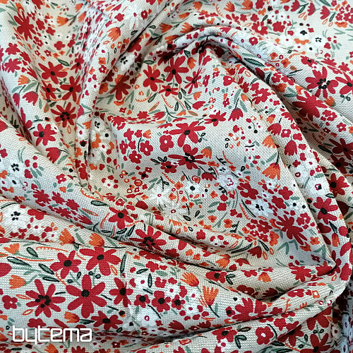 Decorative fabric LIBERTY rouge flowers