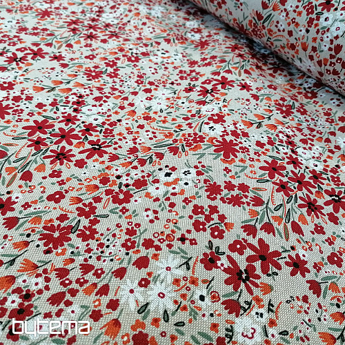 Decorative fabric LIBERTY rouge flowers