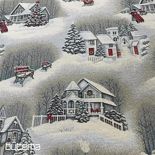 Tapestry fabric CHRISTMAS LANDSCAPE