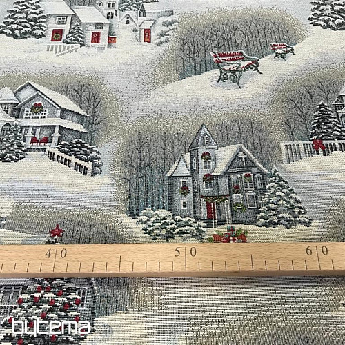 Tapestry fabric CHRISTMAS LANDSCAPE