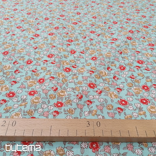 Cotton fabric SARINA flowers blue
