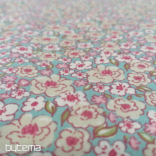 KALMIA cotton fabric pink-blue