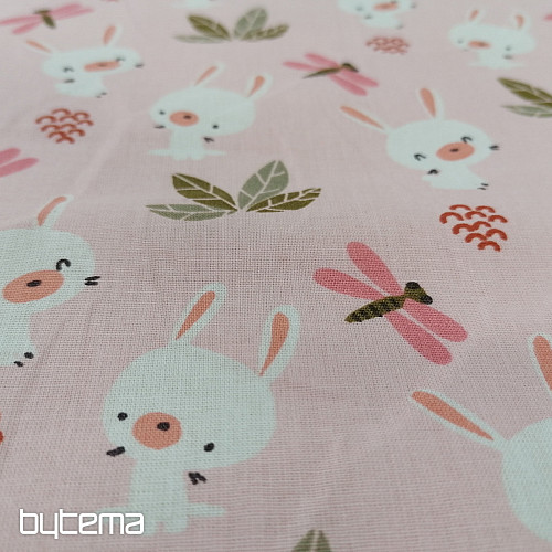 Cotton fabric bunny pink