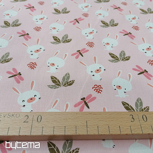 Cotton fabric bunny pink