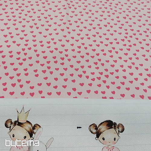 Children&#39;s decorative fabric HEARTS PINK small