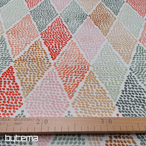 Decorative fabric KOSOČVERCE red-green