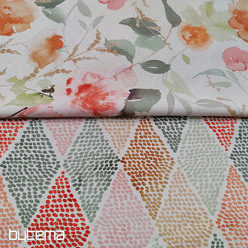 Decorative fabric KOSOČVERCE red-green