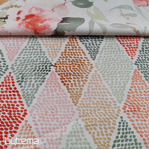 Decorative fabric KOSOČVERCE red-green