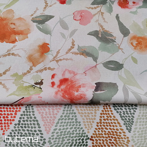 Decorative fabric FLOWERS orange
