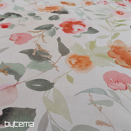 Decorative fabric FLOWERS orange
